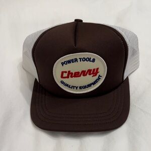 Cherry LA Brown and White Trucker Hat with 'Cherry' Patch